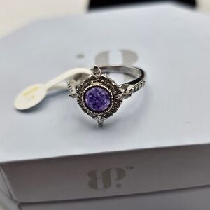 NEW Bomb Party "Trust the Process" Zen Gem Ring Size 7 Amethyst on Rhodium $114